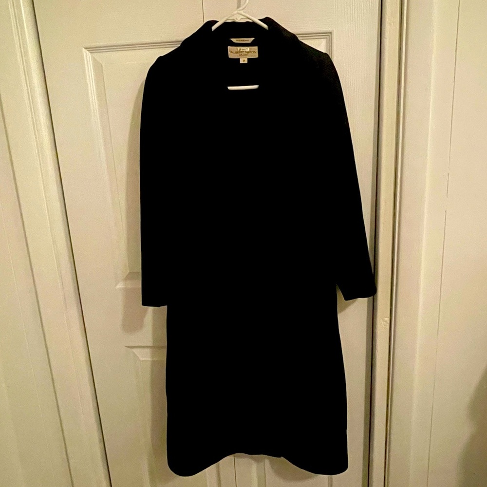Elegant Black Wool Dress Coat- Albert Nipon